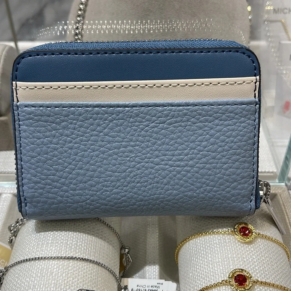 Michael Kors Jet Set Travel Medium Zip Around Color-Block Wallet Pale Blue Mul